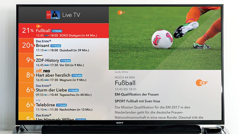 Live TV auf Fernseher Fußball