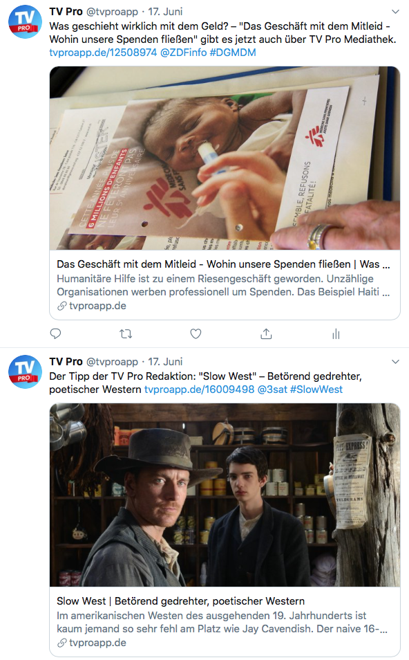 TV Pro Twitter Mediathek Tipps